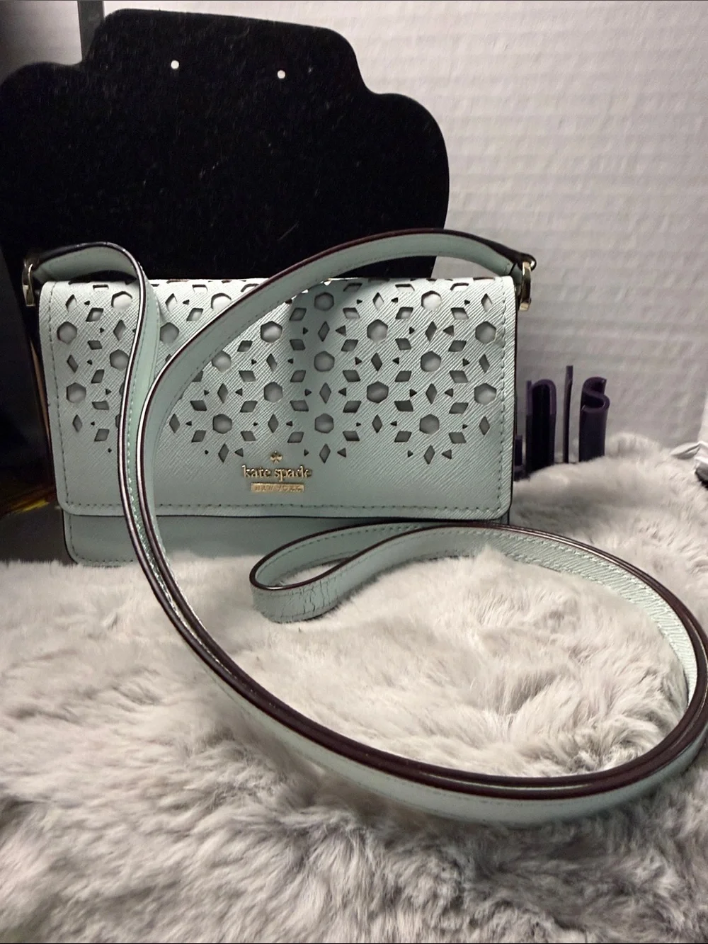 kate spade Pale Mint Laser-Cut Leather Crossbody Bag